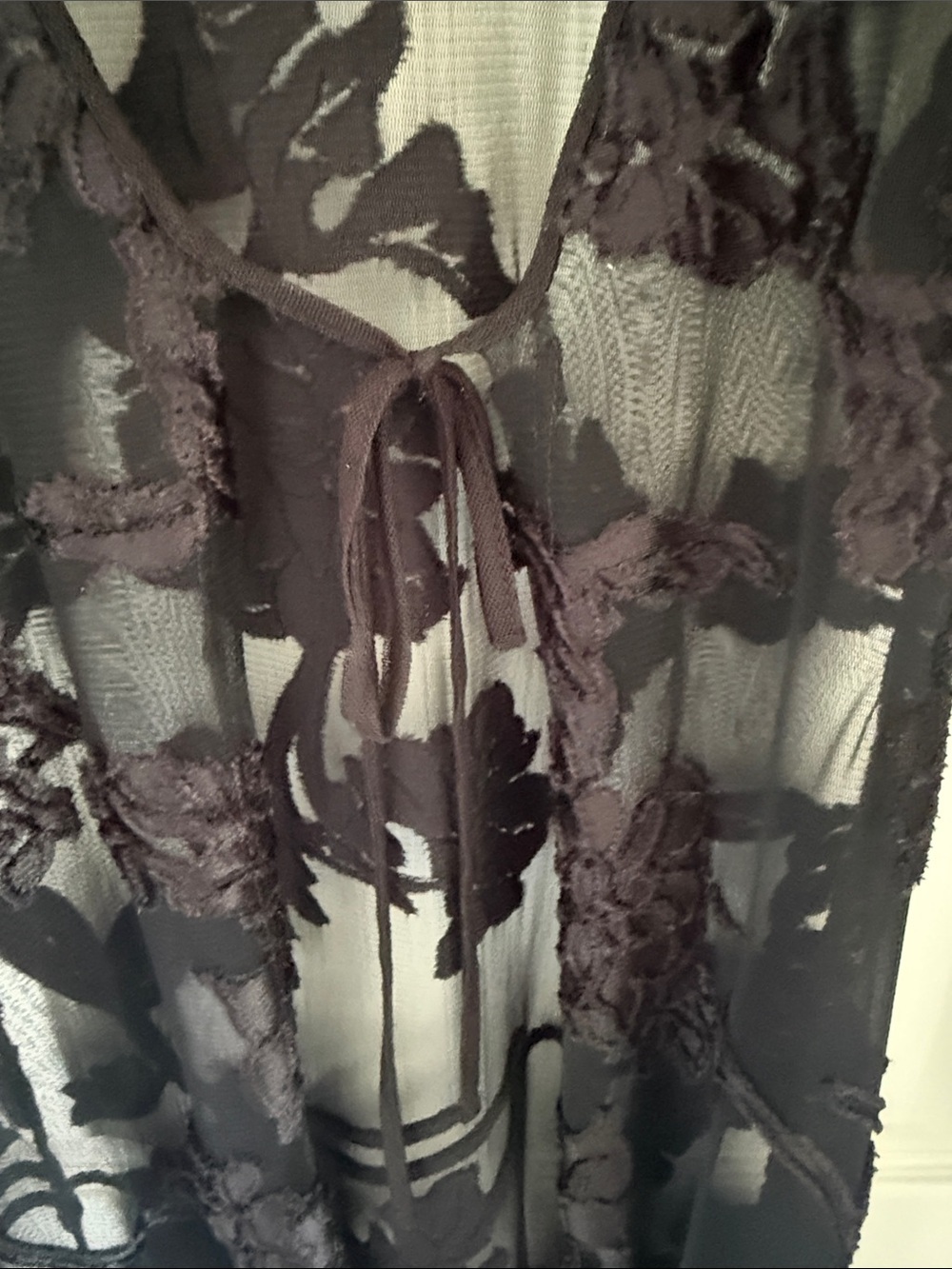 Windsor Black Floral Lace Mesh Maxi Duster Cover Up Jacket Small - Picture 5 of 8